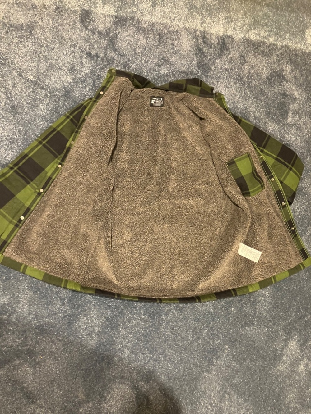 Carhartt Relaxed Fit Flannel Sherpa-Lined Shirt Jacket - Picture 12 of 14